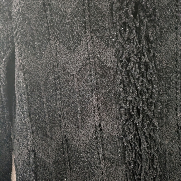 Vintage Y2K Nine West Black Velour Cardigan sz M Fringe Grunge Whimsigoth Punk - Picture 7 of 11